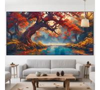 Diamond Painting Arbre Diamond Painting Adulte Grand Format 60x120cm 2025 Nouveau Bricolage 5D Strass Broderie Point de Croix Peinture Diamant Automne,Loisirs Créatifs Adultes Kits Cadeau Femme QO-385
