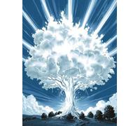 Diamond Painting Arbre DIY Peinture Diamant Adulte,5D Diamond Art Kit Enfants Complet Strass Cristal Point Croix Broderie Peinture canevas pour Cadeau Femme, Murale Décoration 90x120cm Ciel Z1-271