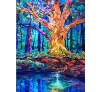 Diamond Painting Arbre DIY Peinture Diamant Adulte,5D Diamond Art Kit Enfants Complet Strass Cristal Point Croix Broderie Peinture pour Cadeau Femme Enfant, Murale Décoration 20x30cm Eau du lac Z1-469