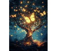 Diamond Painting Arbre, Papillon Diamond Painting Adulte, 5D DIY Cristal Strass Point de Croix Peinture Sets, Peinture Diamant Kit Complet Enfant, pour Cadeau femmes décoratif 100x135cm 0U-601