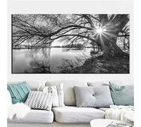 Diamond Painting Arbre Paysage Noir Blanc, Peinture Diamant Painting Strass Complet, Broderie Diamant Grand Format 50x100cm/20x40in, Peinture Numero Adulte Enfant DIY, Diamond Art Home Décor Murale