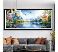 Diamond Painting Arc-en-ciel Diamond Painting Adulte Grand Format 250x100 cm Paysage Broderie Diamant Kit Complet, 5D DIY Rond Peinture Diamant Broderie Point de Croix pour Decoration Murale S0-59