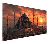 Diamond Painting Architecture, DIY Diamond Painting Adulte Coucher De Soleil, 5D Peinture Diamant Activité Manuelle Adulte, Peinture Diamant Enfant Broderie Point de Croix Kits, Cadeau, 70x40cm W-7617