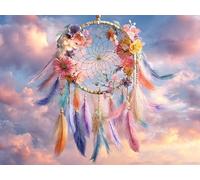 Diamond Painting Attrape-rêves Diamond Painting Adulte Fleur Peinture Diamant Enfant 5D Broderie Diamant Kit Complet, DIY Cristal Point de Croix pour Decoration Murale, Cadeau Femme 80x60 cm F0-918