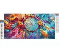 Diamond Painting Attrape-rêves Diamond Painting Adulte Grand Format 70x140cm Coloré Broderie Diamant Accessoires Complet, 5D Peinture Diamant Art Crafts Point de Croix Kit, Decoration Maison G1-10
