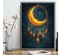 Diamond Painting Attrape-RêVes Diamond Painting Adulte, Peinture Diamant Lune Broderie Diamant 5D DIY Diamant Mosaik Strass Point de Croix Loisirs Créatifs pour Decoration Murale 30x40cm -ly2508226