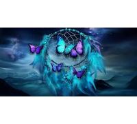 Diamond Painting Attrape-rêves,Papillon Diamond Painting Adulte Grand Format 50x100cm,5D DIY Peinture Diamant Adulte,Point de Croix Activite Manuelle Kit,Decoration Noel Chambre Maison Murale D-61