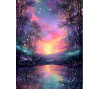 Diamond Painting Aurora 5D Peinture Diamant Adulte and Enfant Kit, DIY La Forêt Point de Croix Cristal Broderie Diamant Strass Art Activité Manuelle Pour Décoration Murale à La Maison 50x60cm jz-132