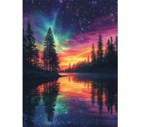 Diamond Painting Aurore, Ciel éToilé Diamond Painting Adulte, 5D DIY Cristal Strass Point de Croix Peinture Sets, Peinture Diamant Kit Complet Enfant, pour Cadeau femmes décoratif 40x50cm 0U-603