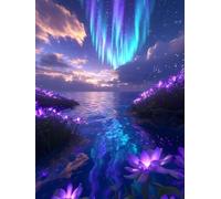 Diamond Painting Aurore Diamond Painting Adulte Enfant, 5D Broderie Diamant Kit Complet Scène, Peinture Diamant Artisanat Strass Point de Croix Art Set, pour Décoration Murale Maison 70x100 cm W-4507