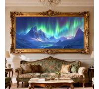 Diamond Painting Aurore Diamond Painting Adulte Grand Format 100x50cm Broderie Diamant Montagne Enneigée Peinture Diamant kit Complet Cristal Point de Croix Activité Manuelle, Décoration Maison O-324G