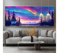 Diamond Painting Aurore Diamond Painting Adulte Grand Format 50x80cm Peinture Diamant Kit Broderie Forêt DIY 5D Perle Diamant a Coller Mosaïque Strass Gemmes Point de Croix Maison Décoration 0-sy773