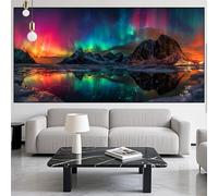 Diamond Painting Aurore Diamond Painting Adulte Grand Format 90x250cm Montagne Broderie Diamant Kit Complet,5D Activité Manuelle Adulte Peinture Diamant Strass Point de Croix,Décor Cadeaux LK-1014