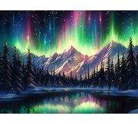 Diamond Painting Aurore Diamond Painting Kit Adulte Débutant Glacier Kits de Peinture Diamant Cristal Painting Art Kits pour Adultes Enfants Débutants, Décoration Murale Maison 120x90cm, Model 104