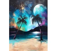 Diamond Painting Aurore DIY Peinture Diamant Adulte,5D Diamond Art Kit Enfants Complet Strass Cristal Point Croix Broderie Peinture canevas pour Cadeau Femme, Murale Décoration 50x70cm Plage Z1-676