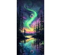 Diamond Painting Aurore, Lacs 5D DIY Diamond Painting Adulte Enfant Débutants, Diamond-painting Peinture Diamant Broderie Diamant Strass Point de Croix pour Décoration Murale Maison 50x100cm R-258
