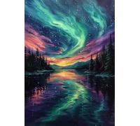Diamond Painting Aurore Peinture Diamant ForêT Diamond Painting Adulte 5D DIY Broderie Diamant Point de Croix Cristal Strass Loisirs Créatifs Adultes pour Decoration Murale, Cadeau 70x95 cm -bby2507T1