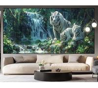 Diamond Painting Automne Broderie Diamant Peinture tigre DIY 5D Diamant Painting Grand 150 x 50 cm Canevas Kit Complet Square Strass Point de Croix Tableau Perle Diamant Art Maison Decor Cadeau I45