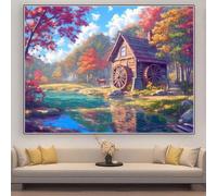 Diamond Painting Automne Diamond Painting Enfant 30x20cmBâtiment Broderie Diamant Kit Complet, Tableau Perle Diamant, Bricolage 5D Strass Point de Croix Loisirs Créatifs Adultes, Décoration zhad387