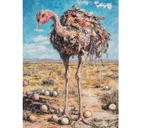 Diamond Painting Autruche, 5D Diamond Painting Adulte Grand Format œUf Kit Broderie Tableau Diamant Adulte Complet Carré, Loisirs Créatifs Adultes Diamant Peinture, Cadeau Femme 80x120cm 6-XB887