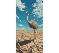 Diamond Painting Autruche, 5D Paysage Diamond Painting Adulte, Peinture Diamant Debutant, Loisirs Créatifs Adultes, DIY Diamant Strass Point de Croix Paintings Pour Décoration Chambre 30x60 cm 0u-421