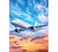 Diamond Painting avion nuage, 5D DIY Diamond Painting Adulte, Diamant Peinture Strass Crystal Art Point de Croix Activité Manuelle Adulte, pour Maison Décor Automne Femmes Cadeaux 50x70 cm 0b-152
