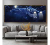 Diamond Painting Baleine Diamond Painting Adulte Grand Format 50x80cm Peinture Diamant Kit Broderie Lune DIY 5D Perle Diamant a Coller Mosaïque Strass Gemmes Point de Croix Maison Décoration 0-sy777