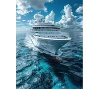 Diamond Painting Bateau, 5D Diamond Painting Adulte OcéAn, DIY Activité Manuelle Adulte, Broderie Diamant Artisanat Strass Point de Croix Kit, pour Décoration Murale Maison Cadeau 90x120cm K-6333