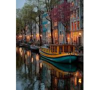 Diamond Painting Bateau, 5D Diamond Painting Adulte Rue, DIY Activité Manuelle Adulte, 5D Diamant Point de Croix Kits, DIY Peinture Diamant Enfant Kits, Decoration Murale, Cadeau, 90x120cm 0-5257