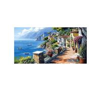 Diamond Painting Bateau 5D DIY Strass Peinture Numero Adulte Petite ville Cristal Art Canevas Kit Complet Adulte 60x30 CM, Full Drill Kit Broderie Peinture Diamant pour Decoration Maison 2509-8534