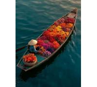 Diamond Painting Bateau Diamond Painting Adulte Fleur, Peinture Diamant, Tableau Diamant Adulte Enfant Bricolage 5D Carré Strass Broderie Artisanat Kits Murale Décoration Cadeau 100x135cm 9-A154