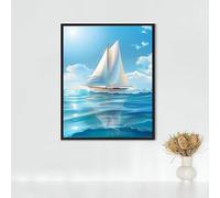 Diamond Painting Bateau Diamond Painting Adulte Voilier, Peinture Diamant Activité Manuelle Adulte, DIY Tableau Diamant Cristal Broderie Point de Croix Kits, pour Décoration Cadeau 40x50cm PJY9 5-R