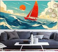 Diamond Painting Bateau Diamond Painting Grand Format 90x250cm Peinture Diamant Adulte Coucher De Soleil Broderie Diamant Strass Point de Croix Peinture,Bricolage Mosaique Artisanat kits,Gifts LT-308