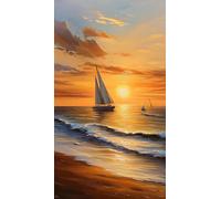 Diamond Painting Bateau Peinture Diamant Adulte 40x70cm Diamond Painting Grand Format Océan Broderie Diamant Kit Complet Full Diamond Painting Accessoires Kits pour Adultes Décoration Intérieur