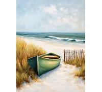 Diamond Painting Bateau plage, Diamond Painting Adulte Enfant, DIY Peinture Diamant 40x55 cm, 5d Complet Diamant Kit, Strass Point de Croix Cristal Art pour Murale Décoration Femmes Cadeaux 0b-113