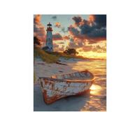 Diamond Painting Bateau Strass Peinture Numero Adulte Phare Cristal Art Canevas Kit Complet Adulte 70x50CM Couleur Full Drill Kit Broderie Peinture Diamant pour Decoration Maison Cadeau Femme 258-4578