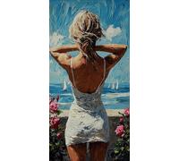 Diamond Painting Bateaux à voile, femme Diamond-Painting Noel, Peinture Diamant Adulte Débutant, Activite Manuelle Adulte, Loisirs Créatifs Adultes, Kit Complet Canevas, Maison Décoration 35x70cm W158