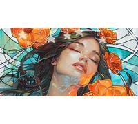 Diamond Painting Beauté Diamant Painting Fleur Peinture Diamant Adulte Débutants, Diamond Paintings Kit Complet, Point de Croix Cristal Art Artisanat Kit pour Décoration Murale Maison 40x80cm G6-221