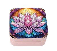 Diamond Painting Boîte à Bijoux de Voyage Coffre Bijoux en Cuir Synthétique avec Diamant Peinture Organisateur avec Plateaux pour Bagues Boucles d'oreilles Collier Cadeau Boîte de Rangement Mandala