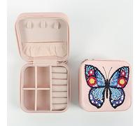 Diamond Painting Boîte à Bijoux de Voyage Coffre Bijoux pour Femme en Cuir Synthétique avec Diamant Peinture Organisateur avec Plateaux pour Bagues Boucles d'oreilles Collier Papillon Cadeau Noel