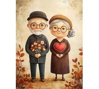 Diamond Painting bonheur couple Diamond Painting Adulte, DIY Broderie Diamant Kit Complet, Diamonds Art Point de Croix Loisirs Créatifs Adultes, Peinture Diamant pour Enfant Maison Décor 70x95cm s-194