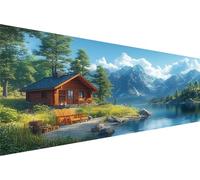 Diamond Painting Bord Du Lac Diamond Painting Adulte Maison En Rondins Kit Broderie Enfant Loisirs CréAtifs Adultes Kit,5D Point Croix Paintings,MosaïQue Maison DéCoration,Cadeau Femme 40x90cm Q1-512