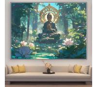 Diamond Painting Bouddha Diamond Painting Adulte XXL 30x20cm Perle Diamant a Coller Forêt DIY 5D Strass Gemmes Puzzle Point de Croix Canevas Cristal Peinture, Maison Salon Décoration Cadeau zhad334