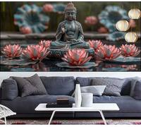 Diamond Painting Bouddha Diamond Painting Enfant Lotus Broderie Diamant Débutant DIY Peinture Diamant Adulte Activité Manuelle Cristal Art Puzzle Perles Point de Croix,Décor Cadeau 50x120cm LT-919