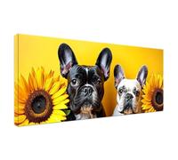 Diamond Painting Bouledogue français Peinture Diamant Adulte, 5D Diamant Painting Kit Complet, Tableau Perle Diamant Strass Broderie Point de Croix Cristal Painting pour Murale Décoration 30x60cm J159