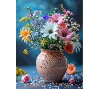 Diamond Painting Bouquet Vase Diamond Painting Enfant, 5D Broderie Diamant Grand Format, Loisirs Créatifs Adultes, Rond Diamant DIY Kit pour Cadeau Femme Tableau Decoration Maison 40x55 cm -YZ250826X