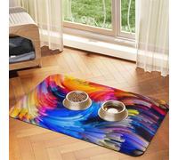 Diamond Painting Bright Colors,Waterproof Pet Feeding Mat,PU Leather Placemats for Cat Dog Water Bowl,Food Mats,40x60cm