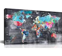 Diamond Painting Broderie Diamant Peinture Kit Grand Format Complet en Perle Diamant a Coller Carte du monde Accessoires Canevas 5D Tableau Enfant Adulte Dessin Decor Murale Chambre 100x220cm J-391