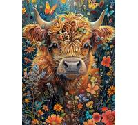 Diamond Painting BœUf Diamond Painting Adulte, 5D Peinture Diamant Fleur Broderie Diamant Kit Complet, DIY Loisirs Créatifs Adultes Point de Croix Kit pour Decoration Murale 90x120cm -yxy2506F5