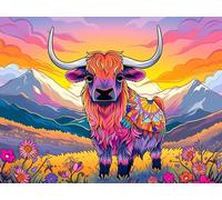 Diamond Painting Bœuf Diamond Painting Kit Adulte Débutant Fleur Kits de Peinture Diamant Cristal Point de Croix Painting Art Kits pour Adultes Enfants, Décoration Murale Maison 30x20cm, Model 146